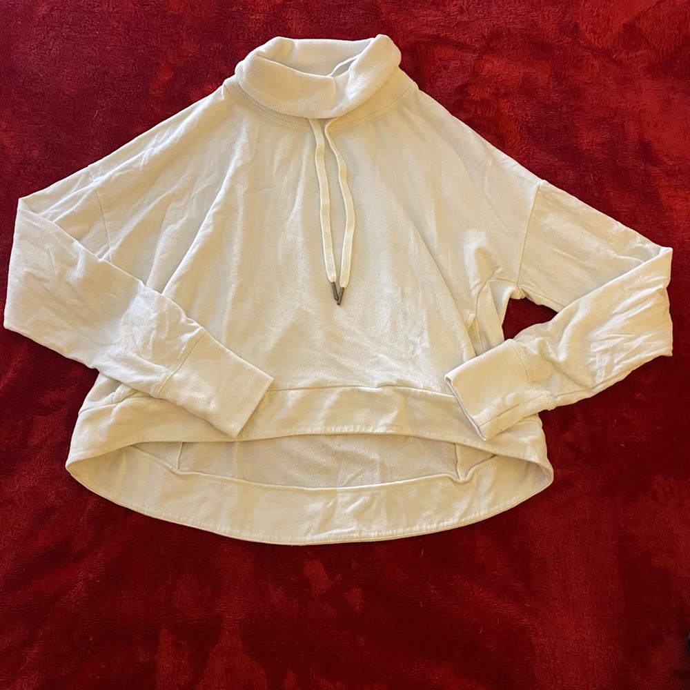 Sweaty Betty Cream Drawstring Cropped Sweatshirt